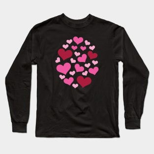 Hearts | Love | Pink | Oval | Black Long Sleeve T-Shirt